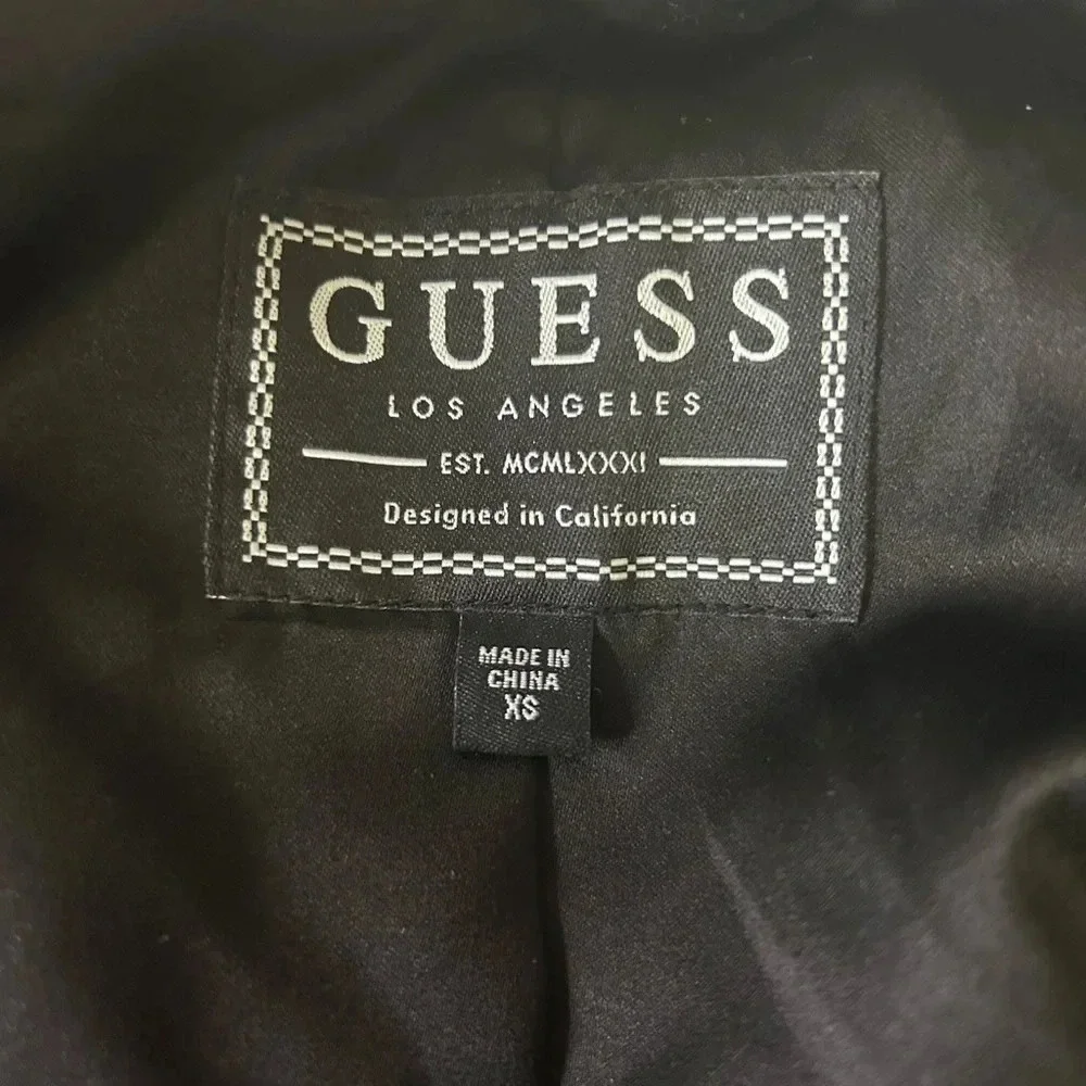 🖤”Guess” Women’s Black Mid Length Military Style Belted Jacket Size XS💛 - Picture 5 of 16